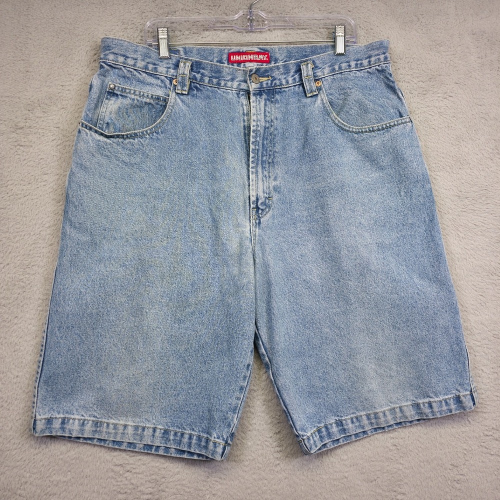 Vintage Unionbay Shorts Mens 38 Blue Denim Y2K Relaxed Loose Skater Medium Wash
